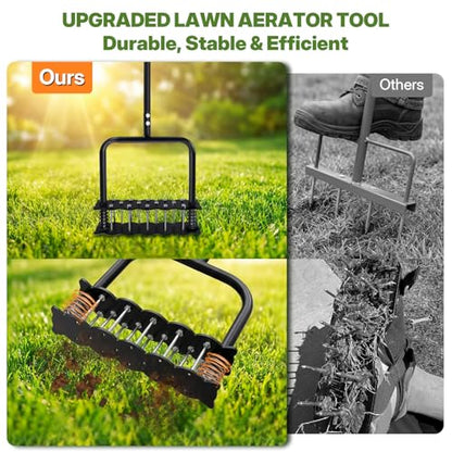 Heavy Duty 35" Manual Aerator Lawn Tool with T-Handle & 14 Spikes