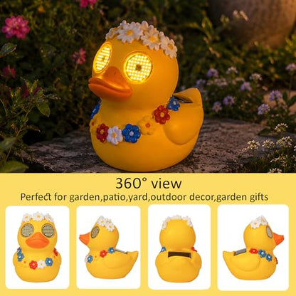 Solar Duck Garden Statue，Outdoor Duck Decor with Solar Moving Led Eyes - style: Garden