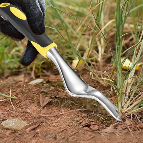 Weed Puller Hand Weeder Tool Bend-Proof Leverage Base with V-Shaped Forks