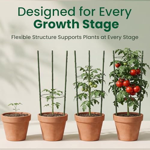 4 pcs 18" Round Tomato Cages for Garden - Metal Small Tomato Cages for Pots