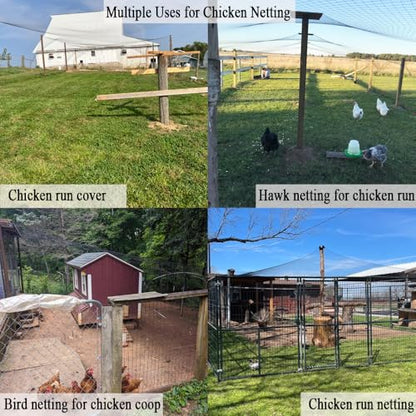 Bird Netting for Chicken Coop 15x15 FT, 1/2" Chicken Run Cover Net - size: 15x15 FT