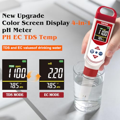 pH EC Meter for Hydroponic, Digital pH TDS EC ppm Tester