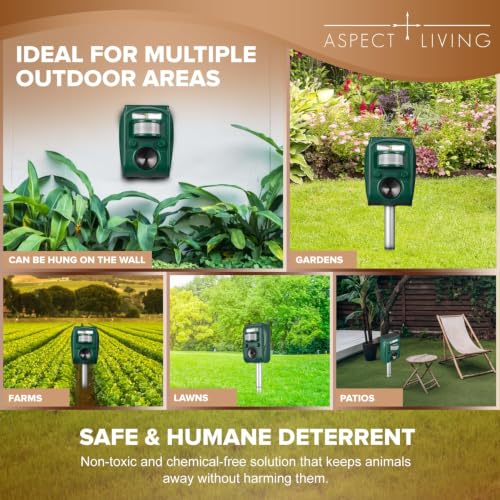 2026 Solar Ultra-Sonic Cat Animal+Deer Repellent Outdoor Deterrent Repeller