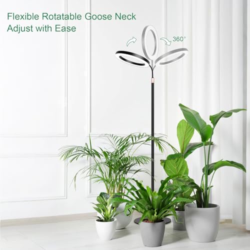 LBW 10.2" Halo Grow Light with Stand, 68" Tall Full Spectrum Growing Lamp - color: 10.2" Jumbo Black, size: 1-Head