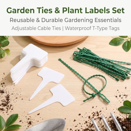 100 Garden Plant Ties & 50 T-Type Plant Labels Kit