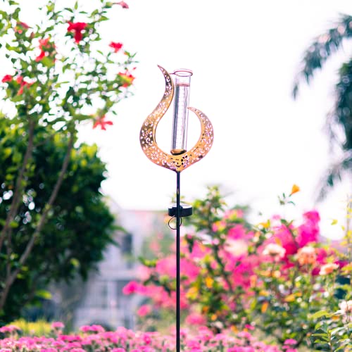 39'' Tall Rain Gauge Outdoor - Solar Flame Design - color: Flame B