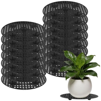 HAKZEON 15 PCS Plant Pot Elevator, 30 cm 12 Inch Round Plastic Plant Risers, Flower Pot Stand for Indoor Outdoor, Black