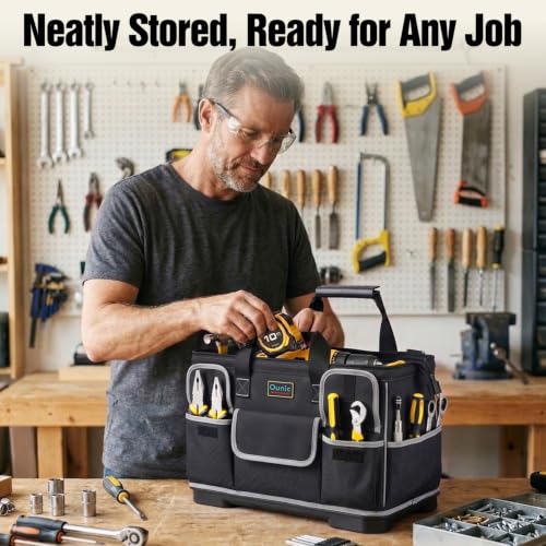 16 Inch Heavy Duty Tool Bag, 16-Pocket Tool Box Organizer, Black - color: Black, size: 16 Inch