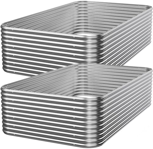 2 Pack Tall Galvanized Raised Garden Bed Outdoor, Metal Garden Bed for Vegetables, Above Ground Garden Box for Flower, Steel Raised Beds for Gardening - 3x2ft - size: 3x2ft