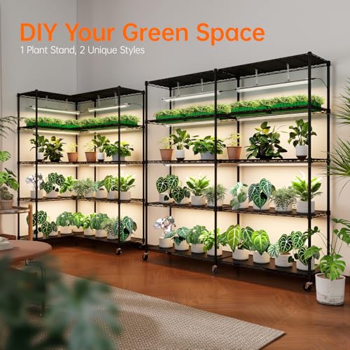 Bstrip 4-Tier Large Indoor Greenhouse with Grow Light, 58x13.8x59in - color: Transparent