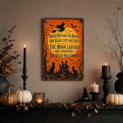 Halloween Poem Metal Art Sign When Witches Go Riding Wall Decor - color: 04A