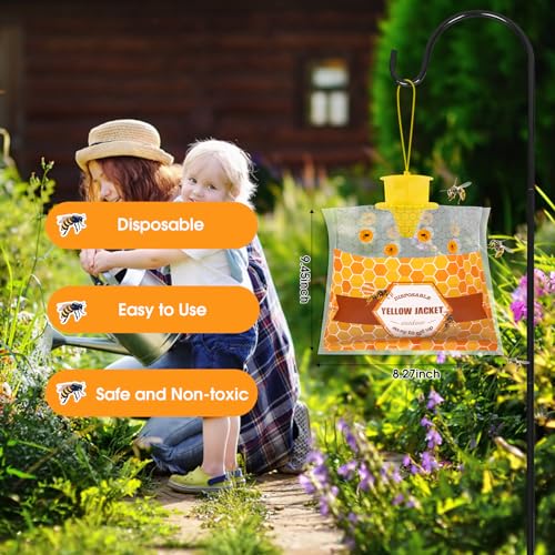 6 Pack Disposable Wasp Traps Outdoor Hanging Bags - size: 6 Pack