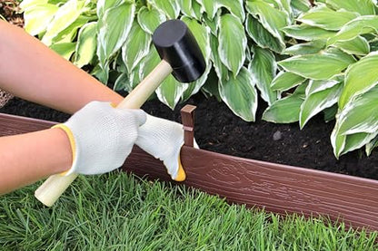 MASTER MARK Terrace Board, Landscape Coiled Edging, Grass Barrier, Bender Board, Flower Bed, Vegetable Garden Borders 5 in. x 40 ft. with 10 Stakes (Brown) - color: Brown