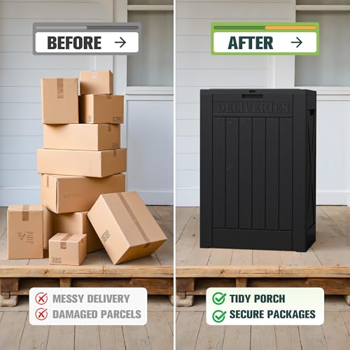 Greesum 52 Gallon Large Outdoor Package Delivery Box, Black - color: Black, size: 52 Gallon