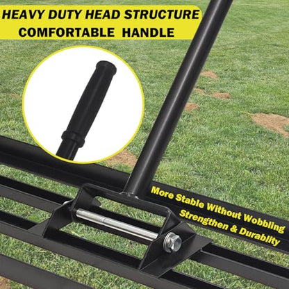 48"x10" Lawn Leveling Rake - High Carbon Steel Yard Lawn Leveler Tool with Adjustable Long Handle | Multi-Surface Levelawn Tool for Soil, Grass, Golf Course, Garden & Farm Care - style: 48"x10"
