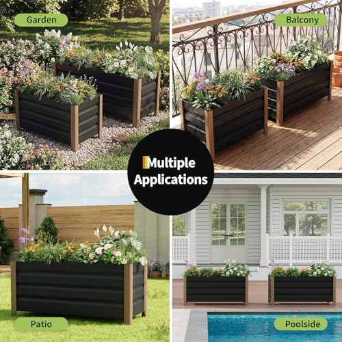 GarveeTech 24"x16"x18" Raised Garden Bed, Alloy Planter Bed