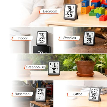 Room Thermometer Indoor Hygrometer Digital Humidity Meter - color: Black - Upgraded Version, size: 1 - Pack