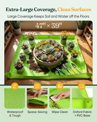 Grenebo 7-Piece Garden Tool Set with Plant Repotting Mat