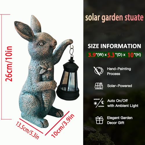 Solar Garden Statues -Rabbit Lantern Outdoor Handmade Resin Statue with LED Light, Cute Carrot Holder for Patio, Yard, Gift Ideas (rabbit2) - color: rabbit2