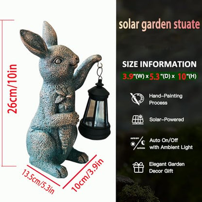 Solar Garden Statues -Rabbit Lantern Outdoor Handmade Resin Statue with LED Light, Cute Carrot Holder for Patio, Yard, Gift Ideas (rabbit2) - color: rabbit2