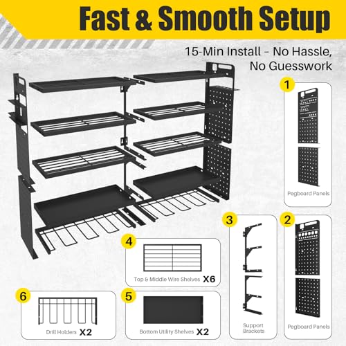 Large 5-Tier Power Tool Organizer Wall Mount, 320lb Capacity, 34'' Wide - size: 34''Width