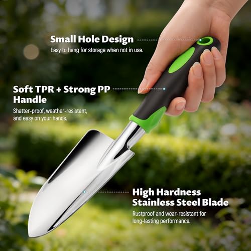 Gardening Tool Set, Heavy Duty Aluminum Alloy Hand Tools, Ergonomic Handle Design, Ideal Gardening Gifts for Women, Men, Mom and Dad