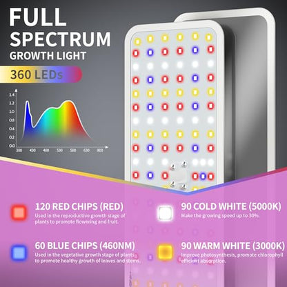 KINGPLUS 48W Grow Light for Indoor Plants with Stand, Tri-Head Plant Light - size: Three-Heads