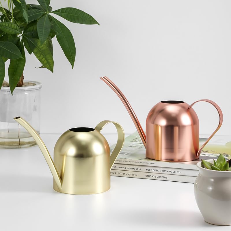 Gold Watering Can for Indoor Plants, 450ml/15oz Metal - size: Gold 15 oz