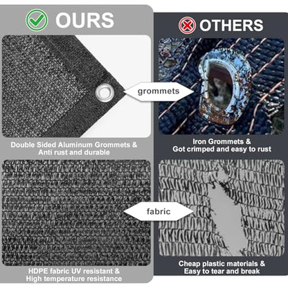 SUNNY GUARD Sun Shade Cloth, 10 x 14 FT Black HDPE Mesh - color: 90 SHADE-BLACK, size: 10 FT x 14 FT