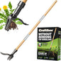 Weed Puller Stand Up Weed Puller Tool with Wooden Long Handle Foot Platform Design 4-Claw Steel Head & Removable 3-Section Pole Garden Tools-Easily Remove Weeds Without Bending or Kneeling
