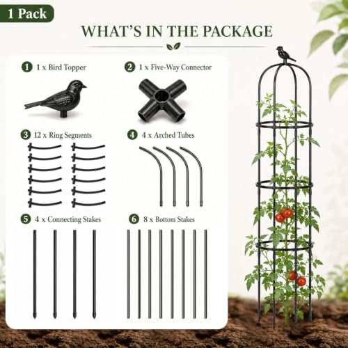 FOLLOOK Garden Obelisk Trellis for Climbing Plants Outdoor, 2 Pack - color: 67"-Black-2PK
