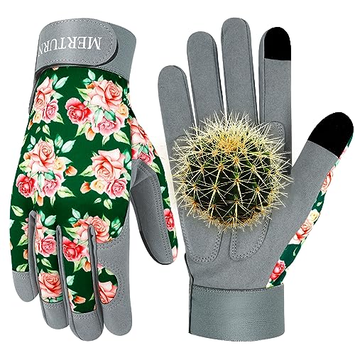 Gardening Gloves for Women Tough Leather Thorn Proof Gardening Gloves Work Gloves for Women - color: Colora