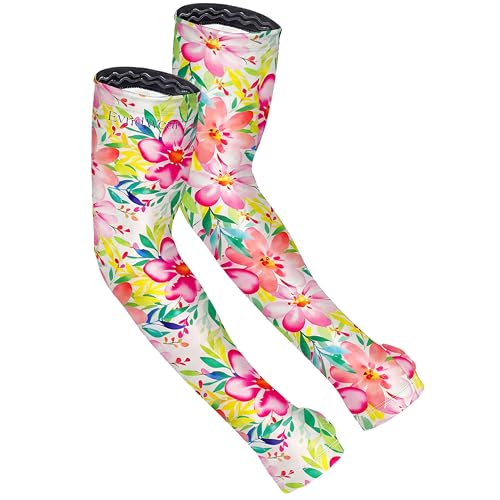 Evridwear Gardening Sleeves,UV Protection Cooling Arm Sleeve Women Men - color: Spring Floral, size: Small-Medium
