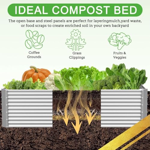 2 Pack Tall Corrugated Galvanized Steel Raised Garden Bed Outdoor, Metal Above Ground Garden Bed for Vegetables and Flowers, Rectangle Raised Beds for Gardening-6x3FT - size: 6x3FT