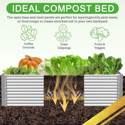 2 Pack Tall Corrugated Galvanized Steel Raised Garden Bed Outdoor, Metal Above Ground Garden Bed for Vegetables and Flowers, Rectangle Raised Beds for Gardening-6x3FT - size: 6x3FT