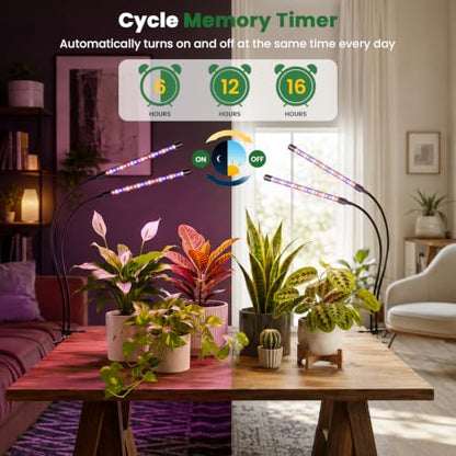 Wolezek Clip on Grow Lights for Indoor Plants, Red Blue Full Spectrum - color: Red/Blue-2-Head