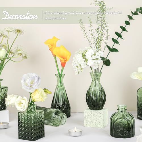 TBWIND 24pcs Green Glass Bud Vases Set - color: Green-24pcs, size: 24Pcs