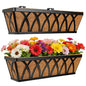 24 Inch Window Box Planter with Coco Liner for Hanging Outdoor Plants - size: 2 Pack, style: Crisscross