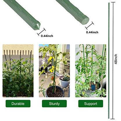 Garden Stakes, 48 Inch 4Ft Steel Plant Tomato Stakes, 25 Pack - size: 48 inch