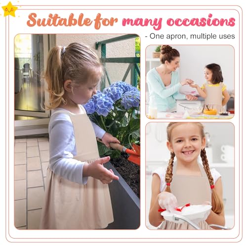 Kids Pinafore Apron, Cross Back Apron, Japanese Style Bib Aprons Home Clothes - color: Beige, size: 60 x 122 cm