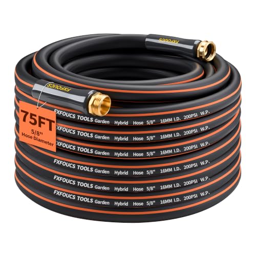 Garden Hose 75ft x 5/8", Heavy Duty Water Hose, Kink Resistant - color: Black, size: 75FT