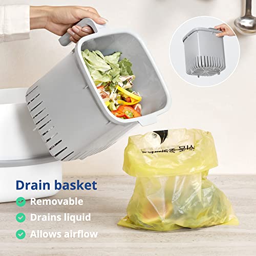 Blue Ginkgo Kitchen Compost Bin, 5L Countertop Compost Bin, Dark Grey - color: Gray, size: 1.32 gal / 5 L