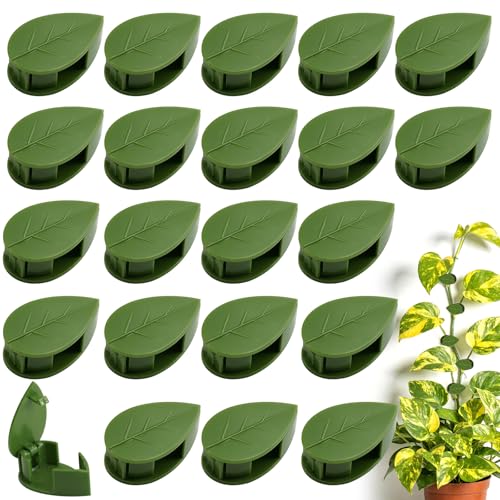 60 Pieces Plant Wall Clips with 72 Pieces Self Adhesive Stickers, Leaf Shaped Invisible Vine Clips for Climbing Plants Indoor Outdoor Decoration Cable Management