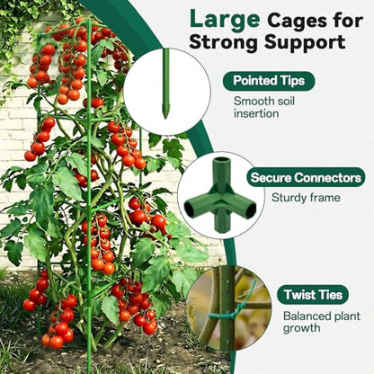 Halatool 3 Pack 60 Inch Adjustable Tomato Cages for Graden
