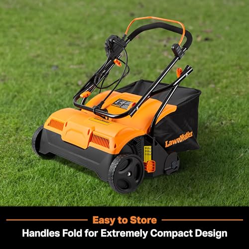 LawnMaster GVB1316 Electric 16” 13 Amp Dethatcher and Scarifier with 12 Gallon Collection Bag - color: 16-Inch-Orange/Black