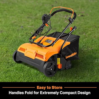 LawnMaster GVB1316 Electric 16” 13 Amp Dethatcher and Scarifier with 12 Gallon Collection Bag - color: 16-Inch-Orange/Black
