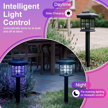 4 Pcs Solar Bug Zapper Outdoor Waterproof, Black White Purple - color: Black White Purple