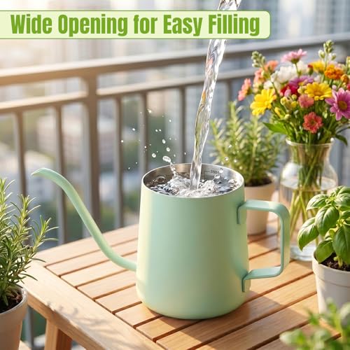 Doseno Green Small Watering Can for Seedlings & Indoor Plants, 12 oz - size: 350ml/12oz-Green