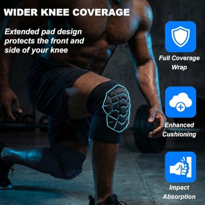 Wrestling Knee Pads for Sports, Elastic & Breathable Sleeve, Black L - size: Large