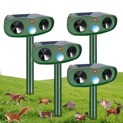 2026 Sonic Fortress Pro Deer Repellent, Squirrel Fortress Pro Raccoon Repellent Solar Ultrasonic Animal Repeller Outdoor IP65 Motion Activated Cat Deterrent to Scare Rabbit Shunk for Garden Yard(4)